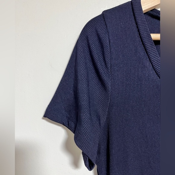 Shein Navy Ruched Midi T-Shirt Dress Size M - Picture 2 of 9